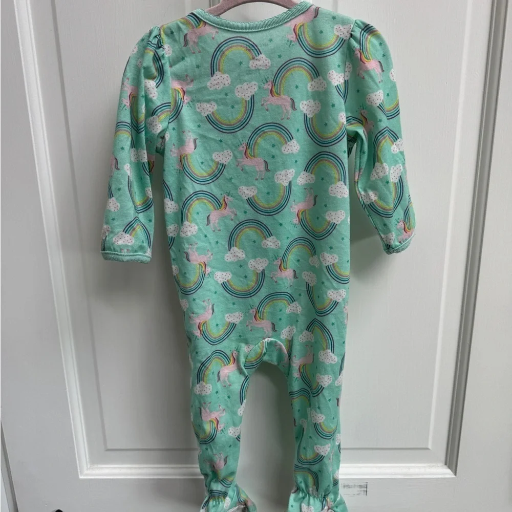 Simple Joys by Carter’s 12M Green Unicorn Rainbow Long Sleeve Footie Pajamas
